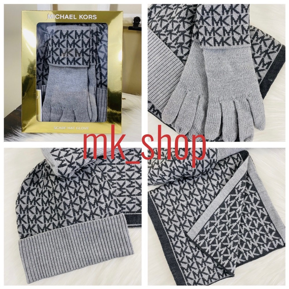 Michael Kors Logo Hat Gloves & Scarf Gift Set
